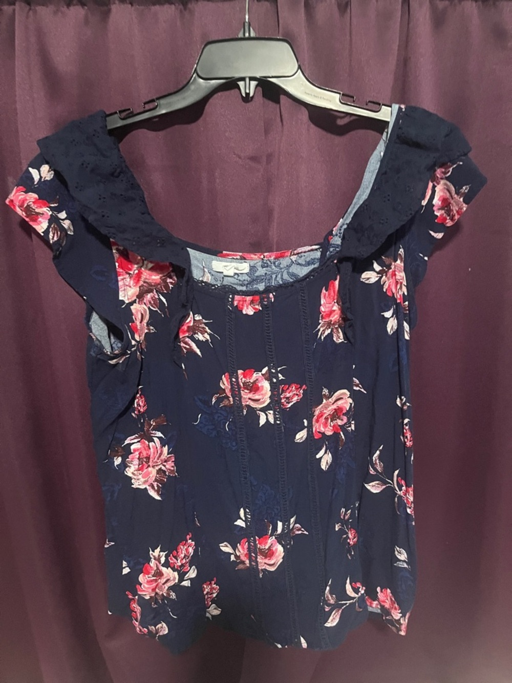 Maurices Navy Floral Off-Shoulder Top